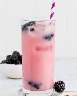 copycat Starbucks violet drink and blackberries.