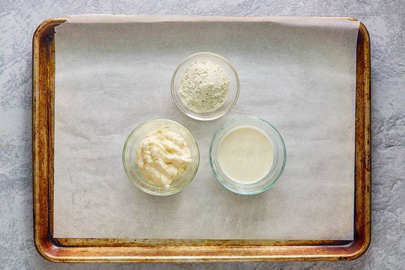 Wingstop ranch ingredients on a tray.