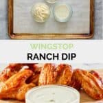 Wingstop ranch ingredients and the finished dip in a bowl.