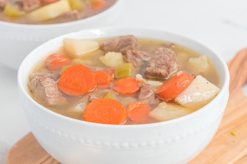 a bowl of homemade Campbell's vegetable beef soup.