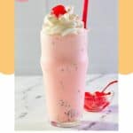 homemade chick fil a peppermint chip shake with a cherry on top.