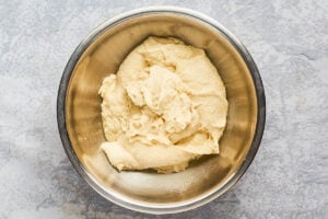 cinnamon roll dough in a bowl.