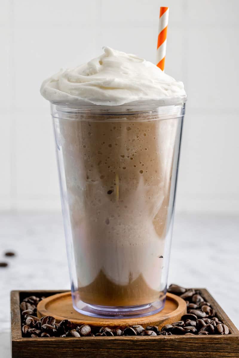 copycat Dunkin Donuts Coffee Coolatta with whipped cream.