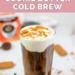 homemade Dunkin cold brew coffee with cold foarm.