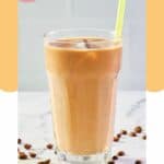 homemade McDonald's iced coffee with a straw.