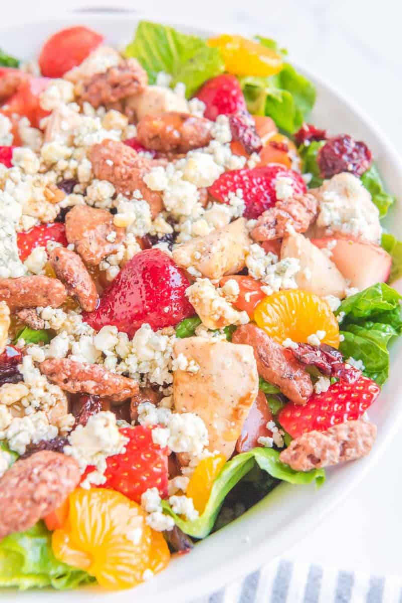 closeup of copycat O'Charley's California chicken salad.