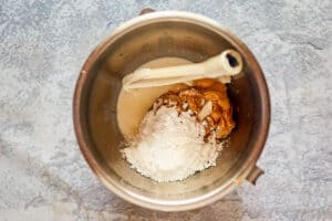 Reese's peanut butter pie filling ingredients in a bowl.