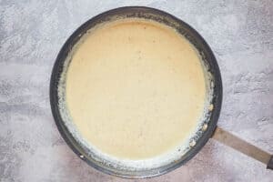 cream cheese mixture in a pan.