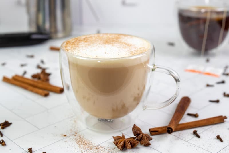 copycat Starbucks chai tea latte, cinnamon sticks, and star anise.