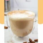 Homemade Starbucks chai tea latte in an insulated mug.