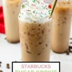 three homemade Starbucks iced sugar cookie lattes.
