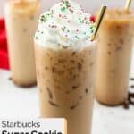 homemade Starbucks iced sugar cookie latte drinks with straws.