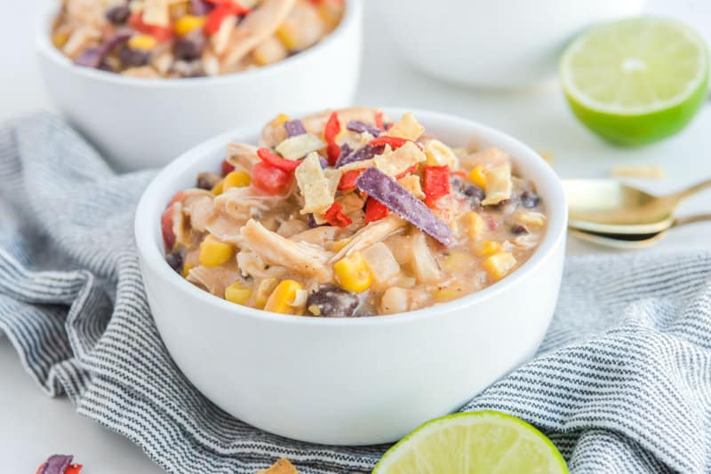 A bowl of copycat Chick Fil A chicken tortilla soup.