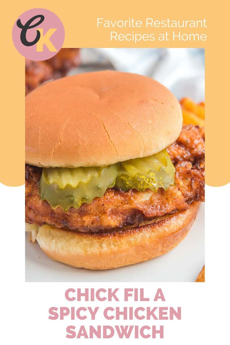 Closeup of a homemade Chick Fil A spicy chicken sandwich.