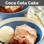 copycat Cracker Barrel double chocolate fudge coca cola cake with ice cream.