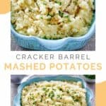 a collage of copycat Cracker Barrel mashed potatoes.