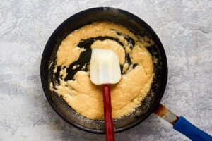 roux for mustard cream sauce in a skillet.