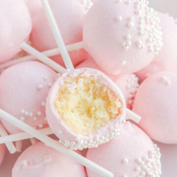 Copycat Starbucks cake pops on a white plate.