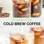 copycat Starbucks cold brew coffee with and without cream.