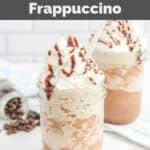 homemade Starbucks mocha frappuccino drinks and coffee beans.