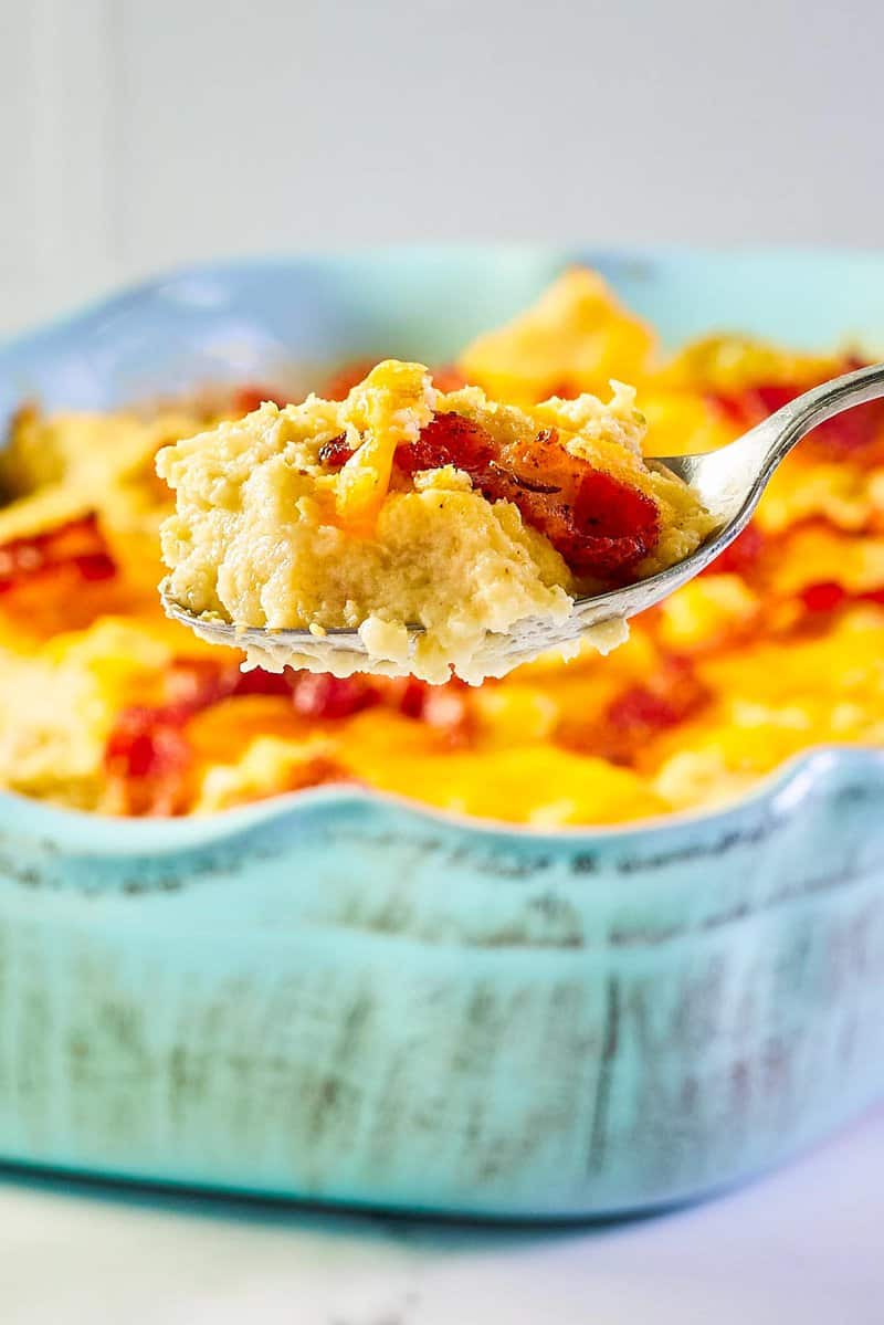 A spoonful of twice baked cauliflower.