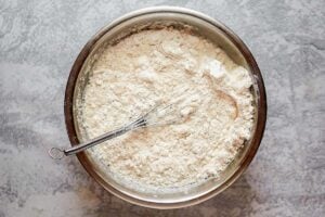 Adding Angel biscuits adust  ingredients to bedewed  ingredients.