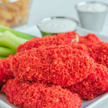 Copycat Applebee's Flamin' Hot Cheetos Wings on a plate.