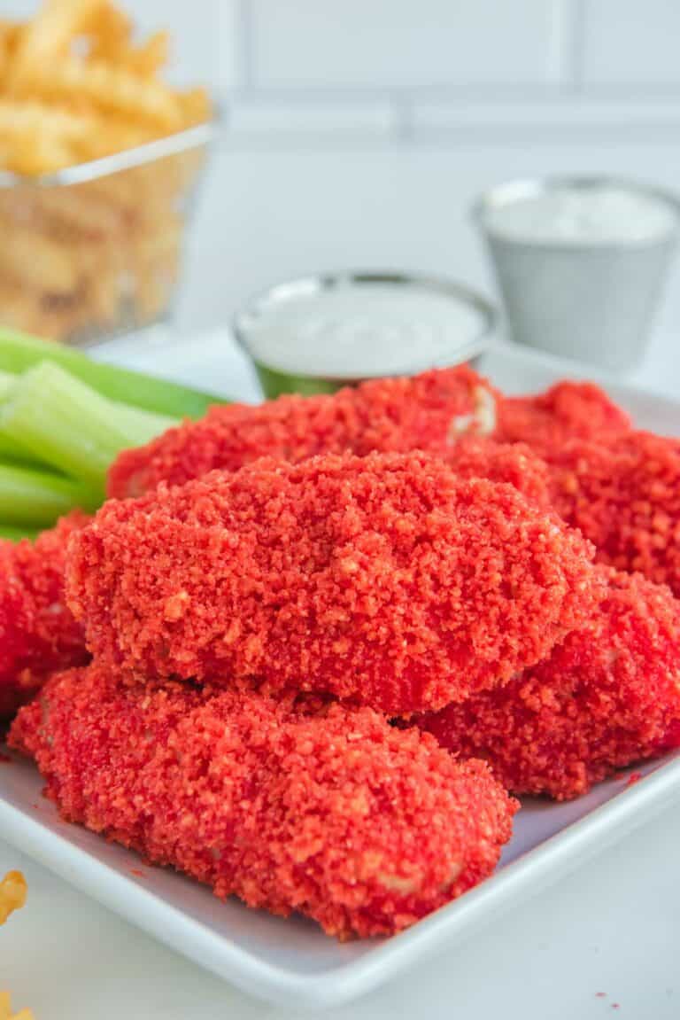 Copycat Applebee's Flamin' Hot Cheetos Wings on a plate.