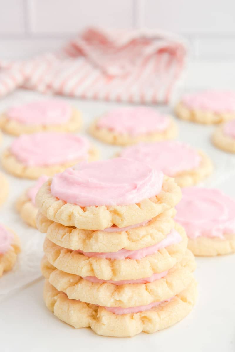 A stack of copycat Crumbl sugar cookies.