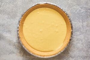 Key lime pie filling in a graham cracker crust.