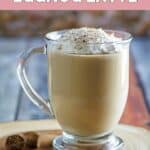 Copycat Starbucks eggnog latte drink with whipped cream.
