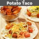 Copycat Taco Bell spicy potato tacos and spicy potatoes in a bowl.