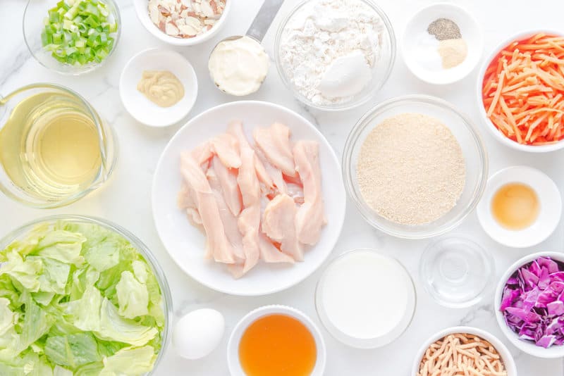 Ingredients for Applebee's Oriental fried chicken salad.