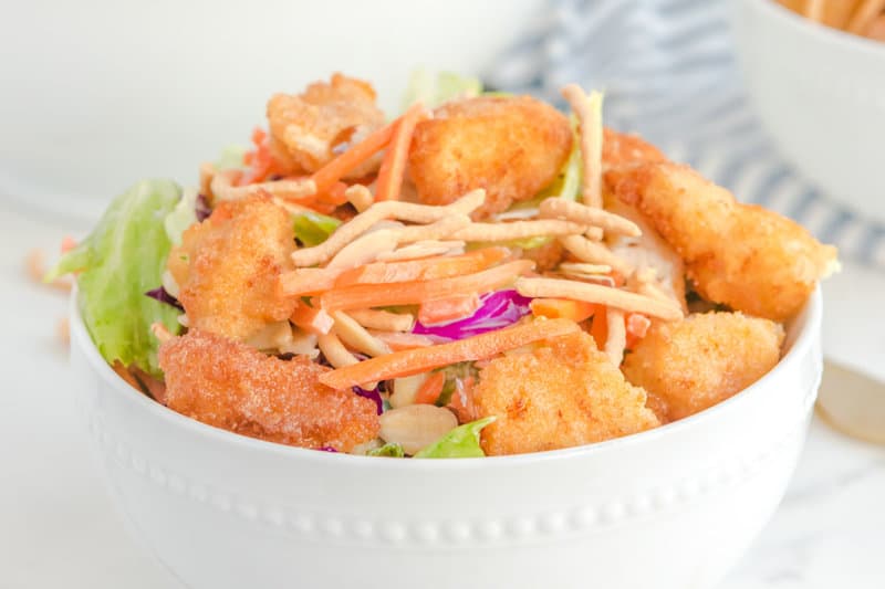 A bowl of copycat Applebee's Oriental fried chicken salad.