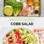 Copycat Brown Derby cobb salad ingredients and the finished salad.