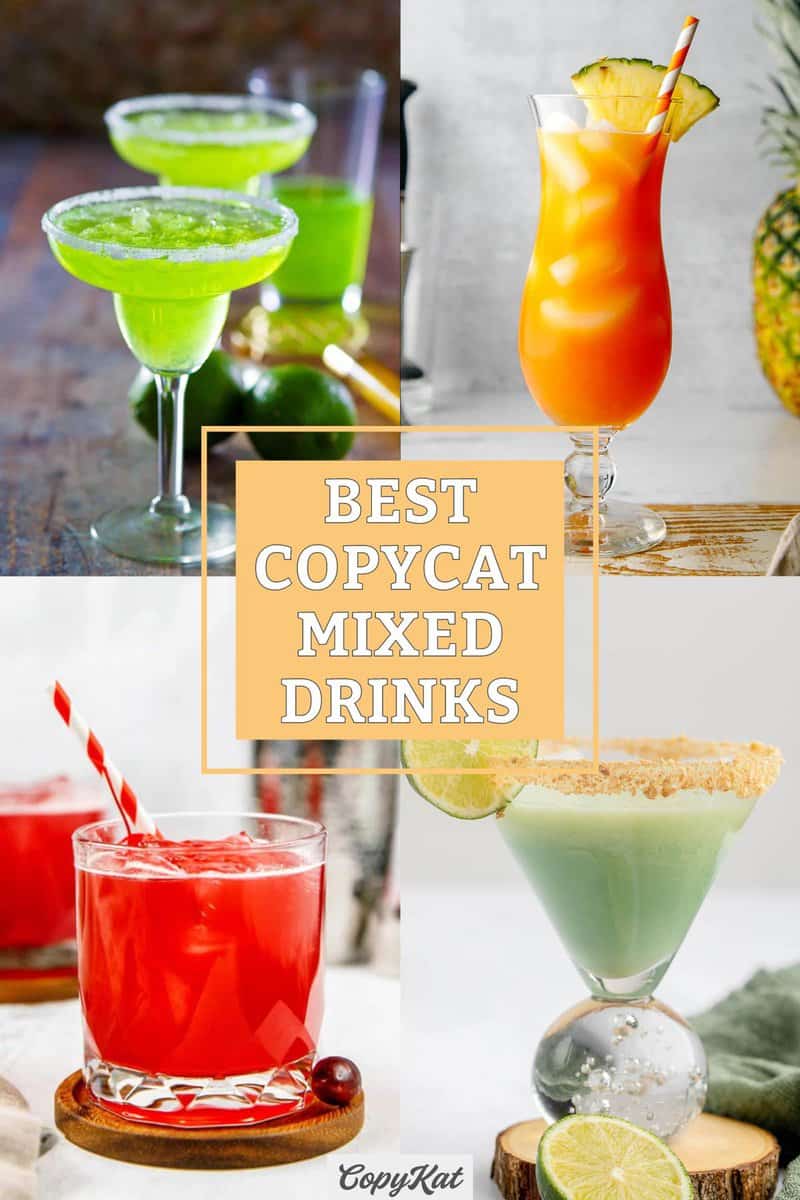Collage of four copycat mixed drinks.