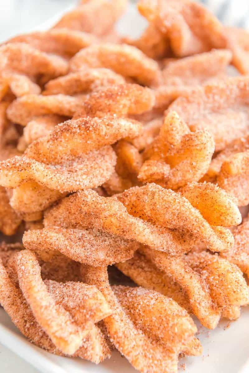 Closeup of copycat Taco Bell cinnamon twists.