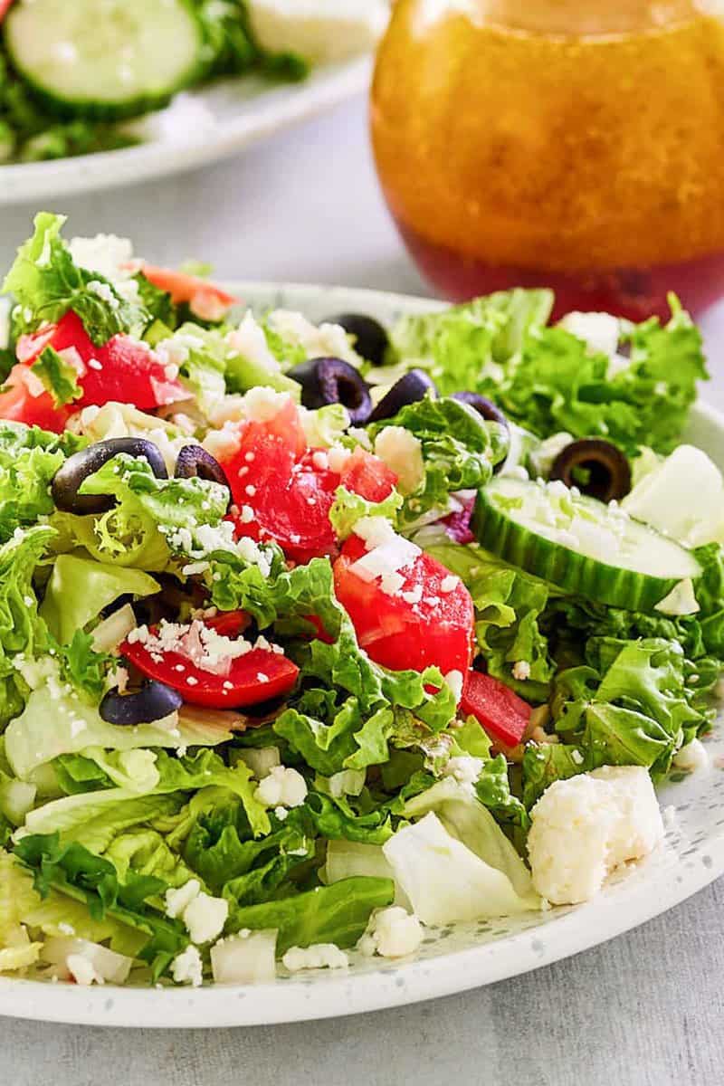 Closeup of a traditional Greek salad.