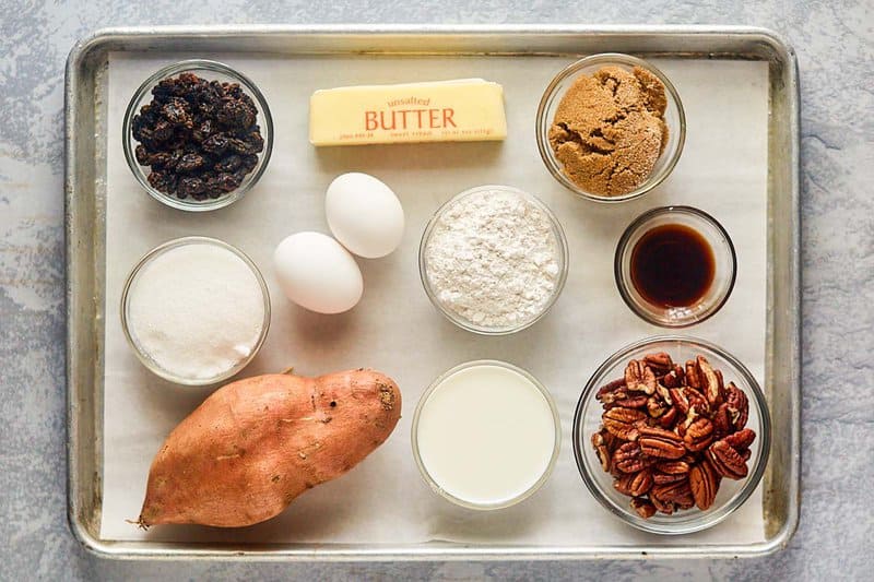 Ingredients for copycat Burbank's sweet potato casserole.