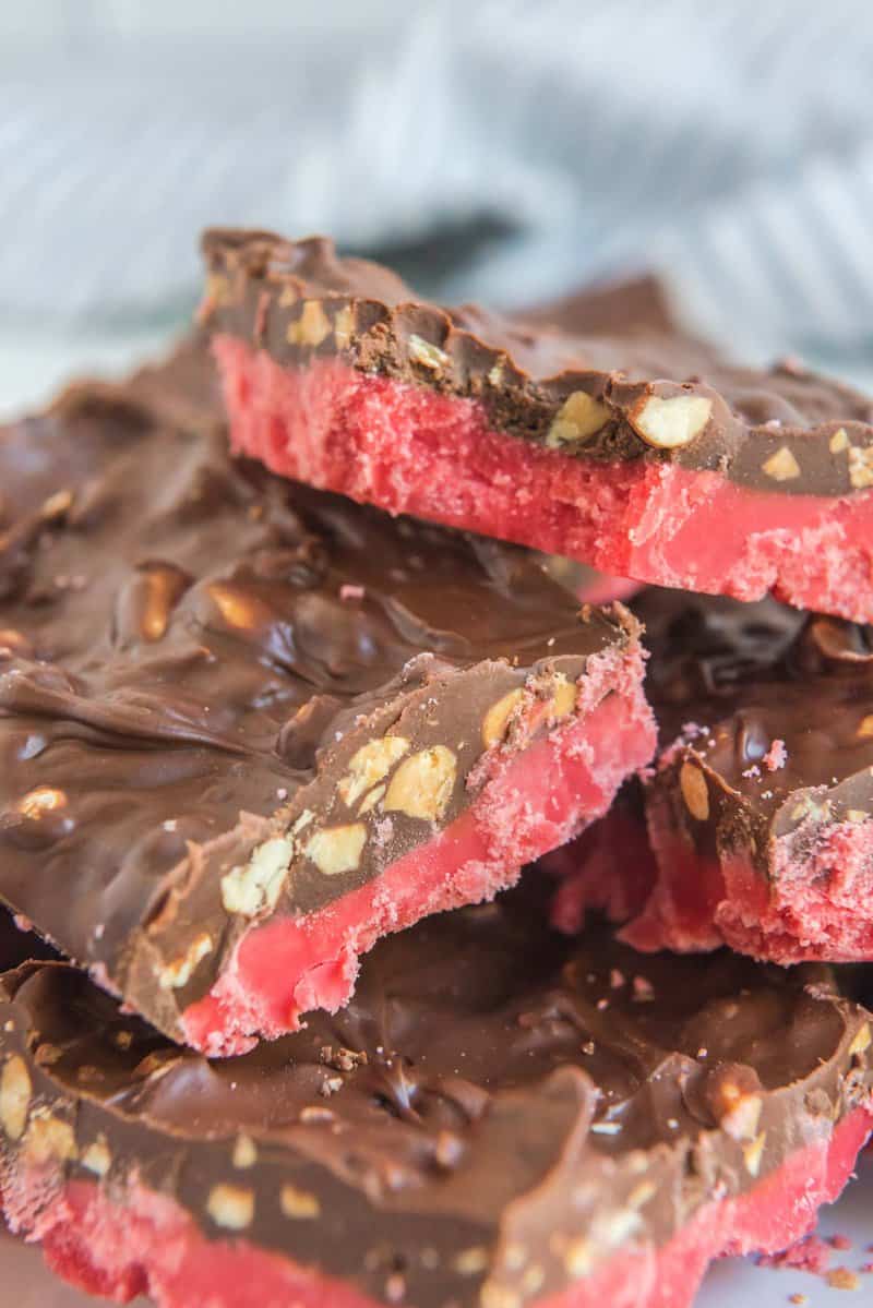 Cherry mash bars on a plate.