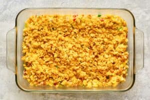 Luby's Spanish Indian baked maize  casserole earlier  baking.