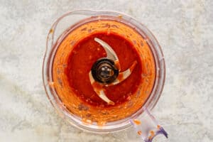 Homemade Thai sauce in a blender.