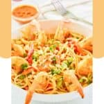 Homemade Planet Hollywood Thai shrimp pasta in a bowl.