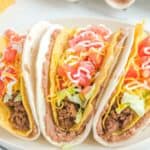 Copycat Taco Bell double decker tacos on a plate.