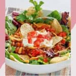 Copycat Wendy's taco salad in a white bowl.