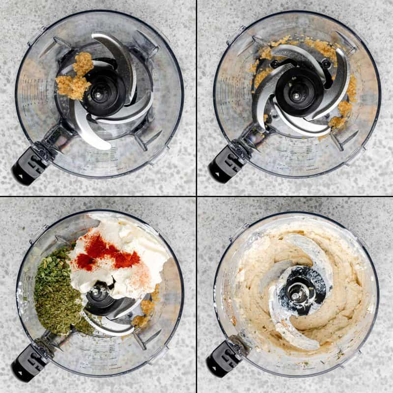 Collage of making boursin cheese spread.