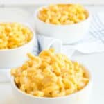 Homemade Chick Fil A mac and cheese in three bowls.