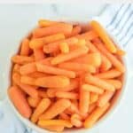 Overhead view of a bowl of homemade Cracker Barrel carrots.