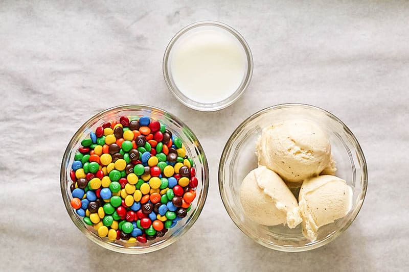 Copycat McDonald's M&M McFlurry ingredients successful  bowls.