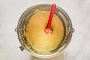 Batter for sweet muffins in a mixing bowl.